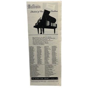 Baldwin Piano Company Vintage Print Ad 1952 Grand Piano Excellence